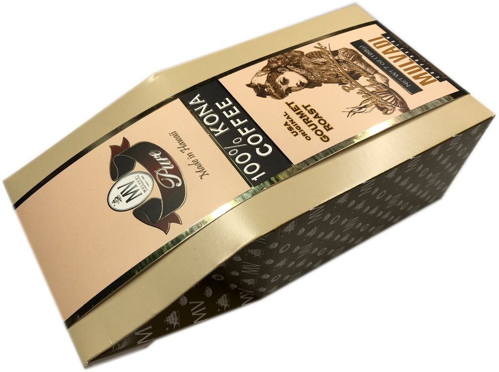 Mulvadi 100% Kona Coffee Old Fashioned Grind, Medium-Dark Roast 7 oz. Decorative Box