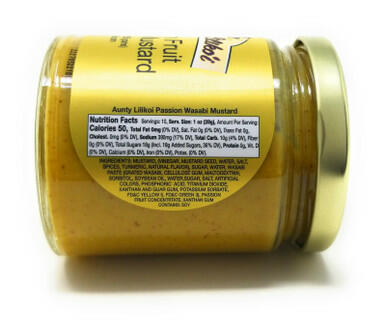 Aunty Lilikoi Passion Fruit Wasabi Mustard 9 oz Hawaiian Gourmet Gluten Free Glass Jar
