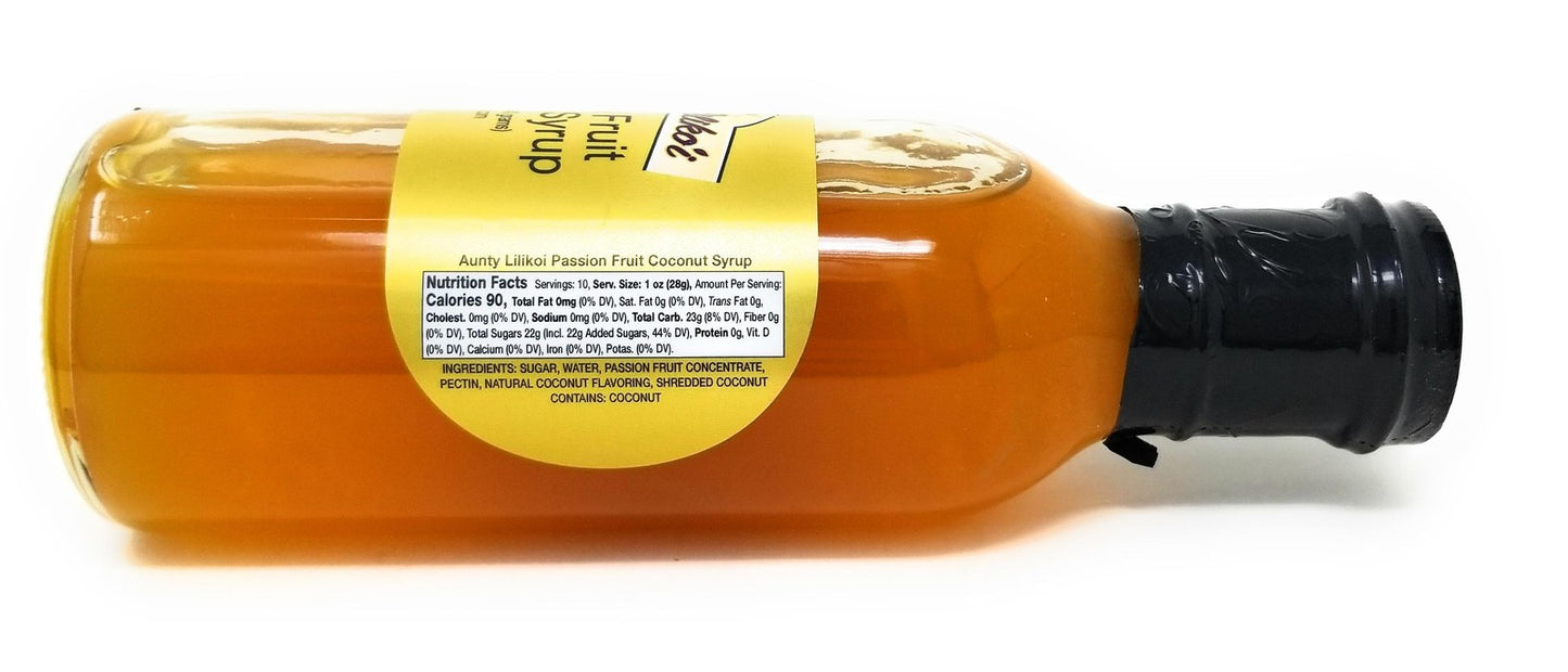Aunty Lilikoi Passion Coconut Syrup 12oz | Hawaiian Dessert Pancake Topping