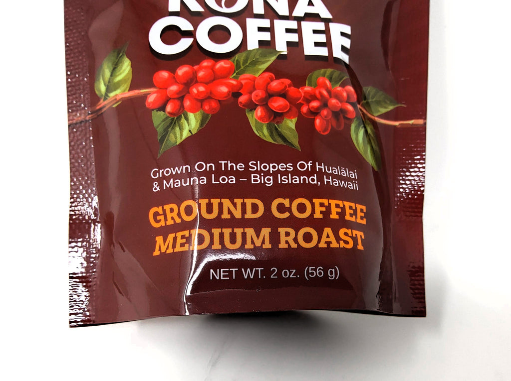 Mulvadi 100% Kona Coffee Ground Medium Roast 2 oz Single Origin Hawaii USA