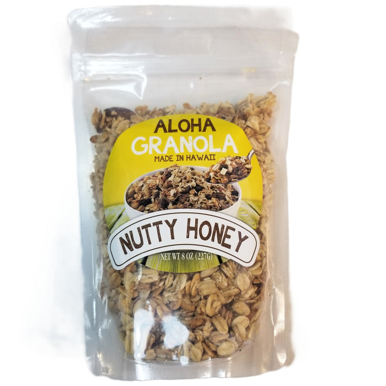 Mulvadi Aloha Granola Nutty Honey 8oz Made In Hawaii - Almonds Healthy Snack Oats