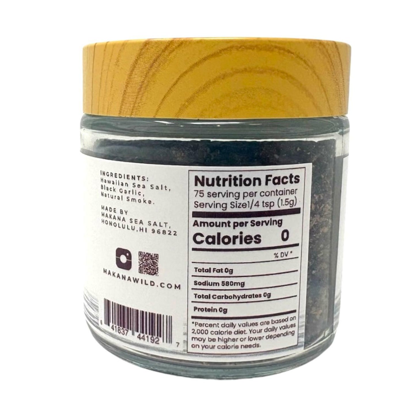 Makana Hawaii Sea Salt Smoked Black Garlic Finishing Salt 4 oz